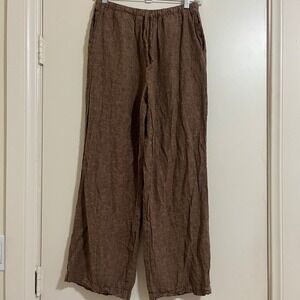 Rachel Zoe Women Linen Blend Pants Medium Lagenlook Earthy Resort Travel Relaxed